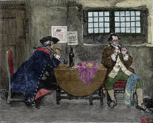 O hacker Henry Every (John Avery, Long Ben, Benjamin Bridgeman) (? -1695) vende jóias recuperadas durante ataques inimigos Ilustração de Howard Pyle (1853-1911)