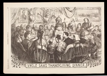 Tio Sams Jantar de Ação de Graças gravado por Thomas Nast, Harpers Weekly, 20 de novembro