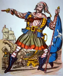 Apresentação vitoriana de um pirata (cor litho)