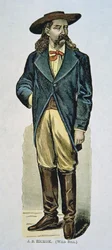 "Wild Bill" Hickok (1837-76) (corte de madeira colorido)
