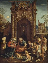Adoração dos Pastores, c.1530 (óleo sobre painel)