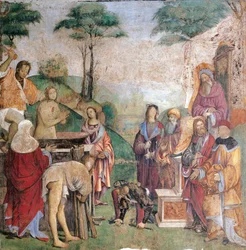 Martírio de Santa Cecília, de Amico Aspertini (1474 ou 1475-1552), fresco, Oratório de Santa Cecília, Bolonha, Emilia-Romagna. Itália