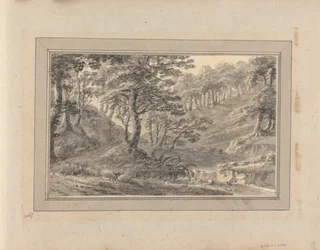 Vistas em Inglaterra, Escócia e País de Gales: Passeio na Escócia; Paisagem arborizada com riacho, perto de Syburn?