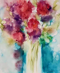 Bouquet em aquarela vibrante