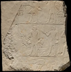 Fragmento de parede de um túmulo representando portadores de oferendas