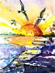 Pôr-do-sol vibrante no oceano