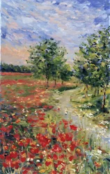 Campo de papoilas colorido