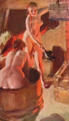 Meninas de Dalarna tomando banho, 1908, 1931