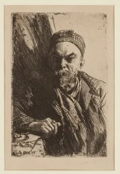 Retrato do poeta Paul Verlaine (1844-1896) - Zorn, Anders Leonard (1860-1920) - 1895 - Etching - 23,7x16 - Coleção Particular