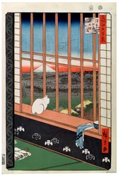 Um gato sentado no assento da janela, século XIX