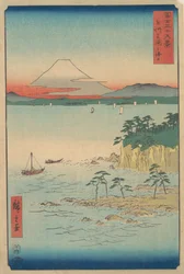 Fuji de Miura, Sagami Soshu Miura no Kaijo, da série Trinta e Seis Vistas do Monte..., 1858.