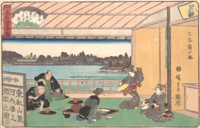 Casa de chá em Hirokoji, ca. 1835-42., c. 1835-42.