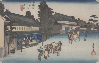 Narumi  41 (da série "Cinquenta e três Estações do Tokaido"), c.1833-34 (impressão em xilogravura colorida)