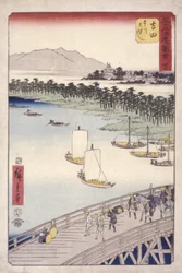 Estação 35, Yoshida; Kyoka Tokaido Series (impressão em bloco de madeira a cores)