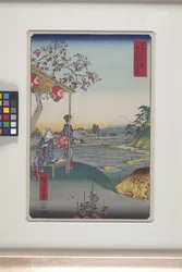 Teahouse With View Of Mt. Fuji In Z?shigaya (Z?shigaya Fujimi Chaya) (impressão em bloco de madeira a cores)
