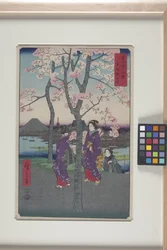 O aterro de Sumida na capital oriental (T?to: Sumida Tei) (impressão em bloco de madeira a cores)