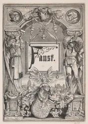 Página de rosto e vinheta para uma edição de "Faust", Munique 1884