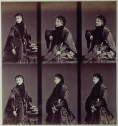 Retrato de Sarah Bernhardt (1844-1923) em traje de cidade