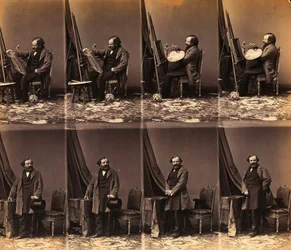 Retrato do pintor Lepualle: folha de seis cartes de visite não cortados