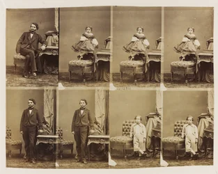 Retratos em sessão 41494: Doutor Magnan e seu filho e filha, c.1861 (impressão de albumina (8 cartões de visita não cortados))