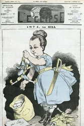 1874: uma mulher manipula um fantoche. Capa em "L