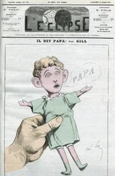 Caricatura de Napoleão Eugene Louis Bonaparte (1856-1879), filho de Napoleão III. Capa em "L