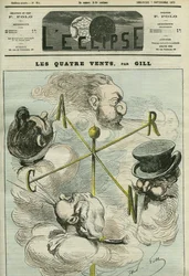 Desenho animado "Os Quatro Ventos", que simboliza os quatro partidos políticos. Capa em "L