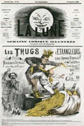 Desenho animado dos "Thugs", um culto a estranhos, adoradores de Kali exterminados por colonos britânicos. Desenho animado de Gill, em "The Moon", 2 de setembro