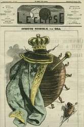 Inseto nocivo, a monarquia como barata, para a exposição do Cercle Agricole et Horticole du Luxembourg. Capa em «L