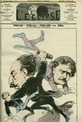 Retrato de Alexandre Dumas Jr. (1824-1895), homem de carta francês e Ernesto Rossi. Capa em "L