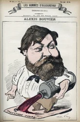 Retrato de Alexis Bouvier (1836-1892), romancista e dramaturgo popular francês. Desenho animado de Gill, Paris.