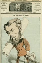 Retrato de Charles Savary (1845-89), um político e empresário francês, também foi jornalista no Canadá. Capa em "L