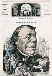 Retrato do Dr. Ricord, médico francês. Cartoon de Gill, em "La Lune", 20 de outubro