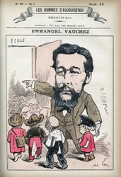 Retrato de Emmanuel Vauchez, político francês. Caricatura de Gill, Paris.