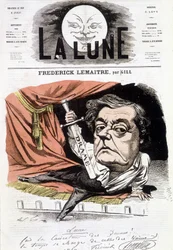 Retrato de Frédérick Lemaître (1800-1876), ator dramartuge francês. Desenho animado de Gill em "La Lune", 16 de junho