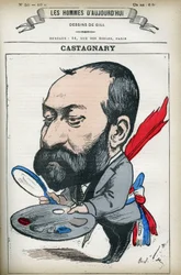 Retrato de Jules Castagnary (1830-1888), político francês, advogado, jornalista, amador e crítico de arte. Desenho animado de Gill, Paris.