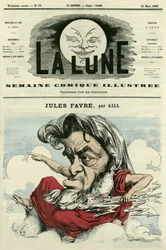 Retrato de Jules Favre (1809-1880), advogado e político francês. Cartoon de Gill, em "The Moon", 31 de março