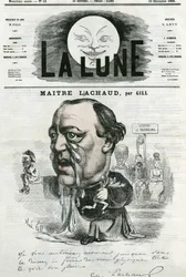 Retrato de Maitre Charles Lachaud (1817-1882), advogado francês. Cartoon de Gill, em "La Lune", 23 de dezembro
