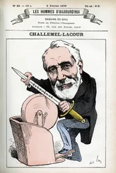 Retrato de Paul-Armand Challemel-Lacour (1827-1896), político, diplomata e historiador da filosofia francesa. Cartoon de Gill, em "Les Homme d