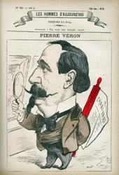 Retrato de Pierre Veron (1831-1900), escritor e poeta francês. Caricatura de Gill, Paris.