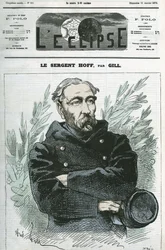 Retrato do Sargento Ignace Hoff (1836-1902), soldado, heróis da Guerra de 1870 contra a Prússia. Capa em "L