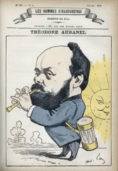 Retrato de Theodore Aubanel (1829-1886), impressor francês e poeta provençal. Desenho animado de Gill, Paris.