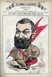 Retrato de Yves Guyot (1843-1928), político, publicista e economista francês. Desenho animado de Gill, Paris.
