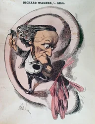 Richard Wagner dividindo o tímpano do mundo, ilustração em &39;L&39;Eclipse&39; (impressão)