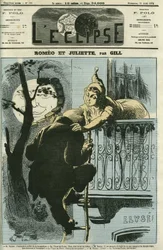 Romeo e Juliette, Adolphe Thiers (1797-1877), deputado de Paris, deixou a cidade para Versalhes quando se tornou Presidente da República. Capa em "L