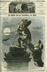 O sonho de Rouher, Eugène Rouher (1814-1884), político, ministro de Napoleão III e líder do partido bonapartista, sonha com o regresso de Napoleão III. Capa de «L