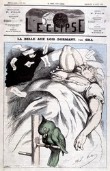 Caricatura de Victoria em "Bela Adormecida" - por Gill, em "L