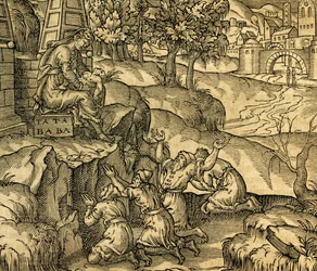 Fiel adoração à deusa Tata Baba na região de Moscovy, gravura da Cosmographie Universelle, de Andre