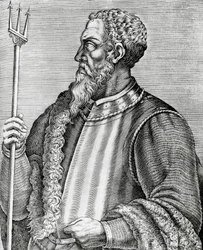 Retrato de Andrea Doria (1466-1560), almirante e político italiano, gravura de Les Vrais pourtraits et Vies des Hommes ilustres