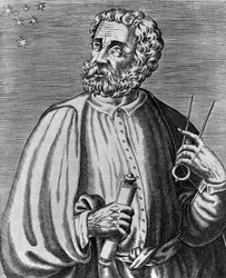 Retrato de Fernão de Magalhães (1480-1521), navegador português, gravura de André Thevet (1504-1592) a partir de Retratos Verdadeiros e vidas de homens ilustres